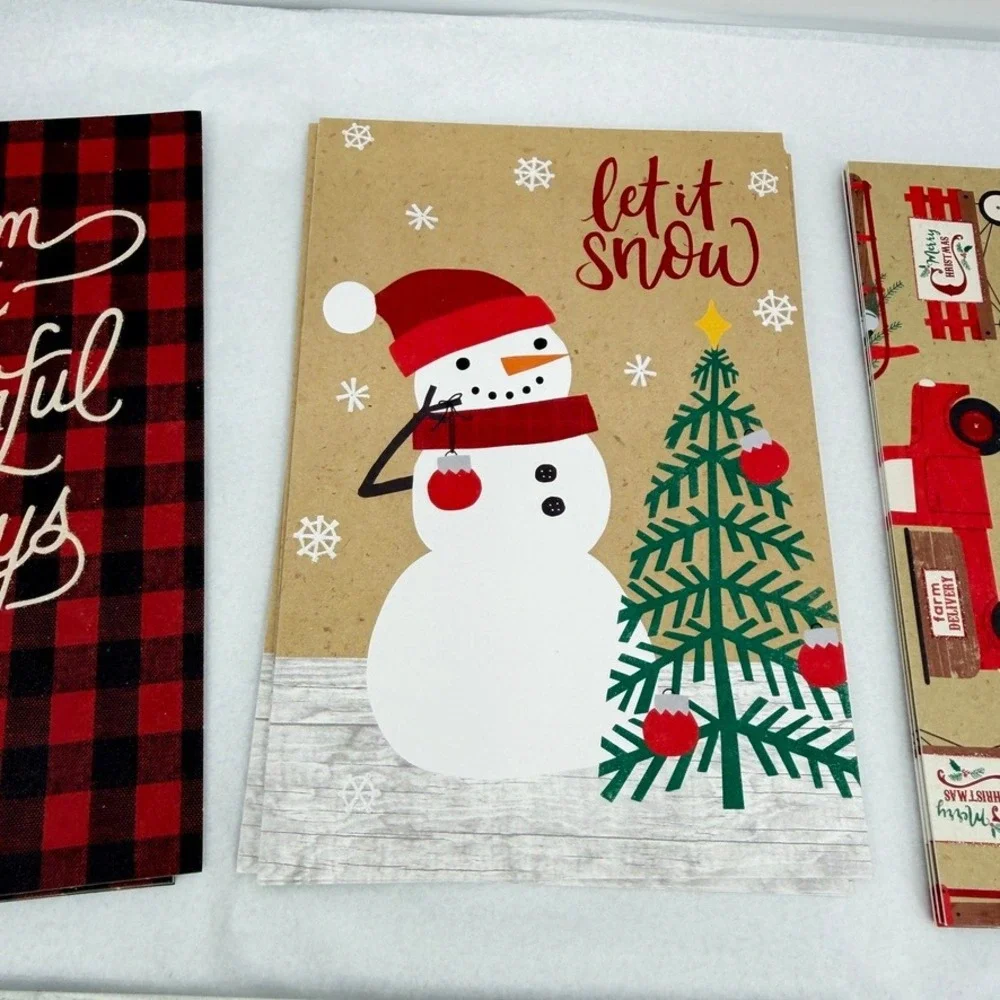 Hallmark Christmas Greeting Cards Buffalo Plaid Rustic Farmhouse Stationery Set